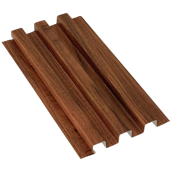 Tấm ốp nhôm lam 3 sóng sơn lăn vân gỗ nâu đỏ